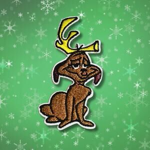 Max with Reindeer Antler Whoville Iron-On Embroidered Holiday Applique Patch